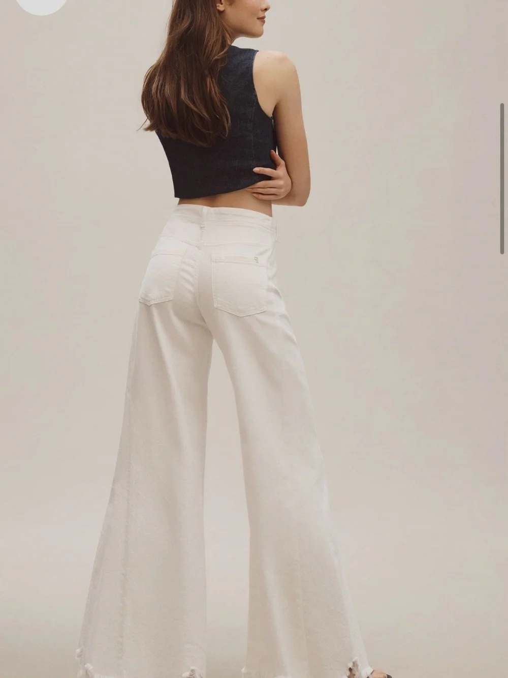 Pilcro Adi Mid-Rise Frayed Relax Flare Jeans